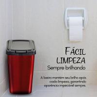 Lixeira Cesto 9 Litros Com Tampa Click Label Vermelha Metalizada