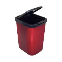 Lixeira Cesto 9 Litros Com Tampa Click Label Vermelha Metalizada - 1