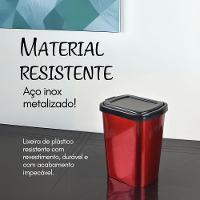 Lixeira Cesto 9 Litros Com Tampa Click Label Vermelha Metalizada - 2