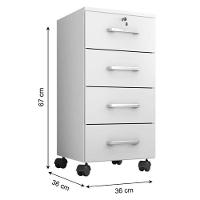 Kit 2 Gaveteiros Para Escritório Gávea Com Chave E 2 Livreiros Office Branco Fosco – Móveis Leão - 3