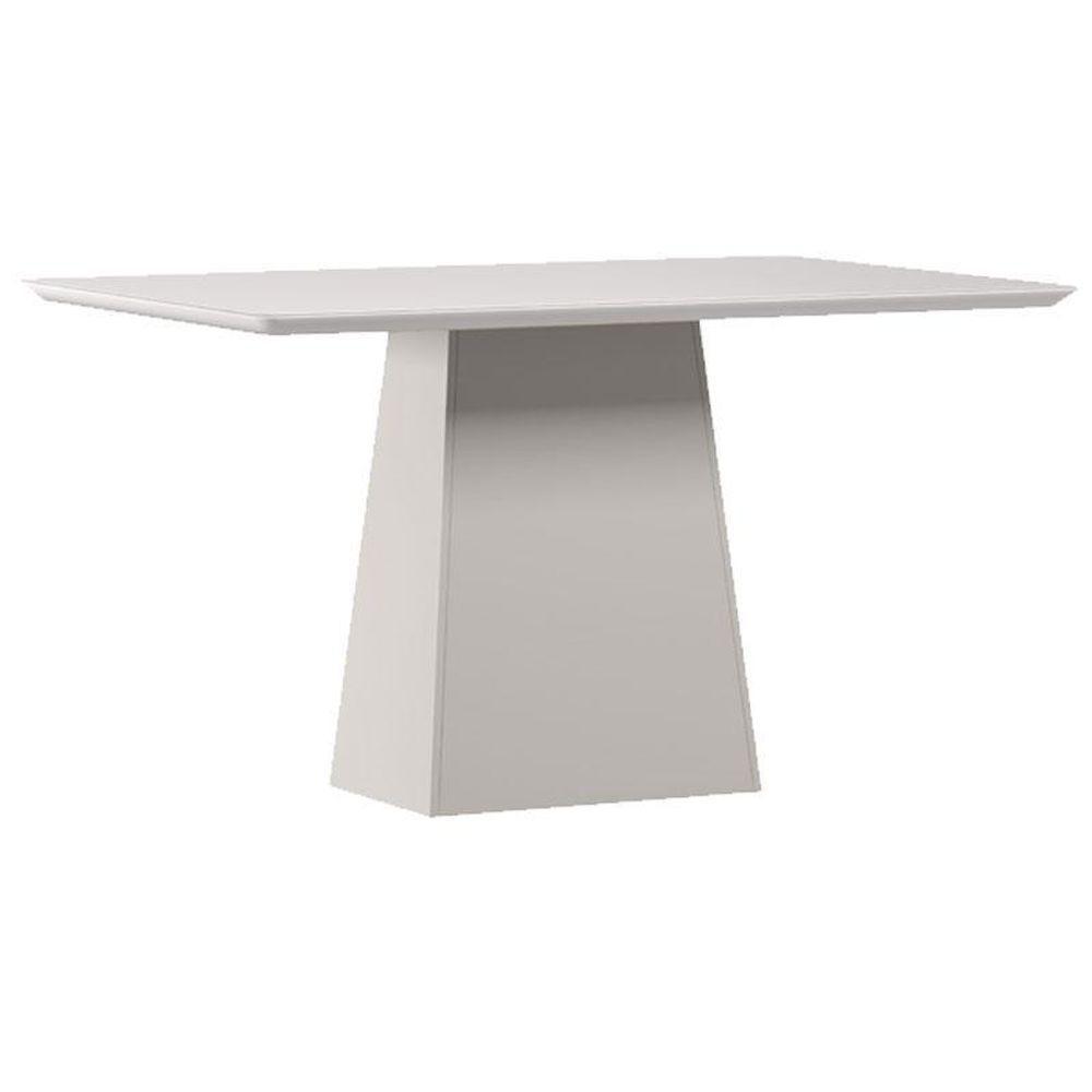 Mesa De Jantar 135x90 Cm Barbara Com Vidro Off White – New Ceval - 1