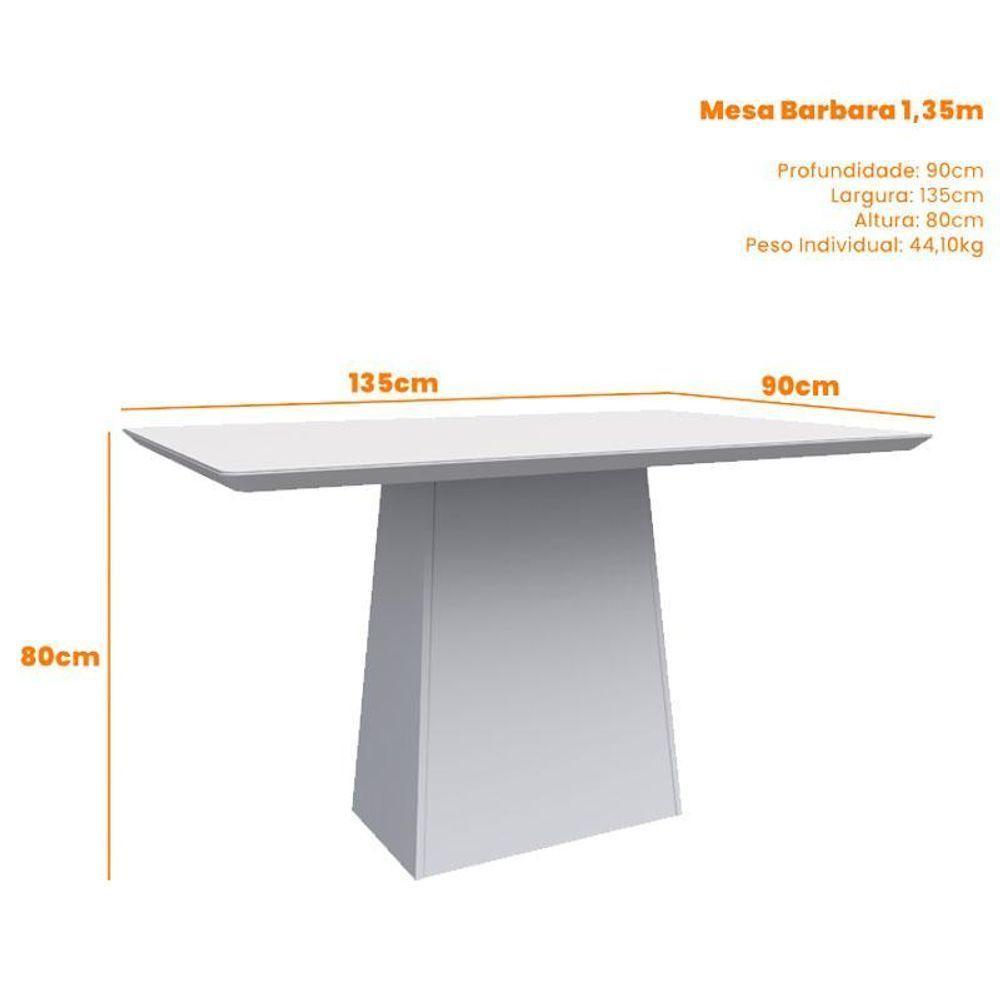 Mesa De Jantar 135x90 Cm Barbara Com Vidro Off White – New Ceval - 2
