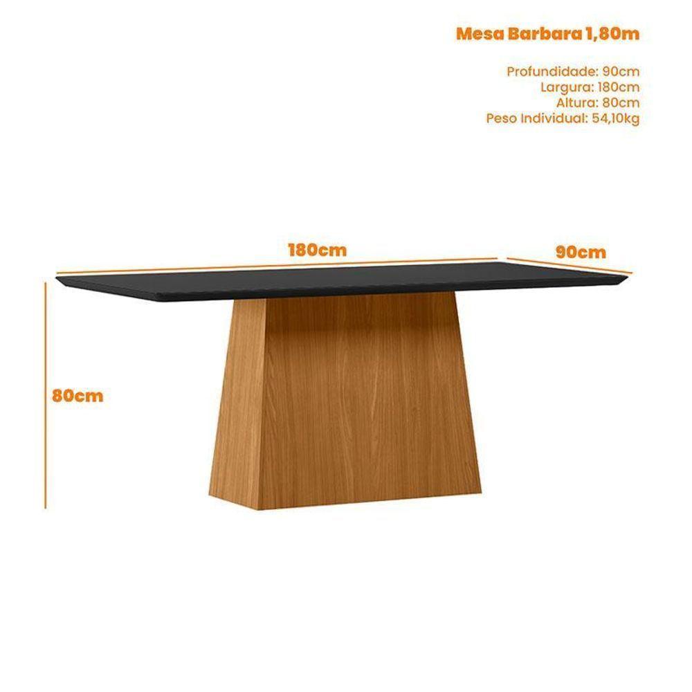 Mesa De Jantar 180 Cm Barbara Com Vidro Ype Preto – New Ceval - 2