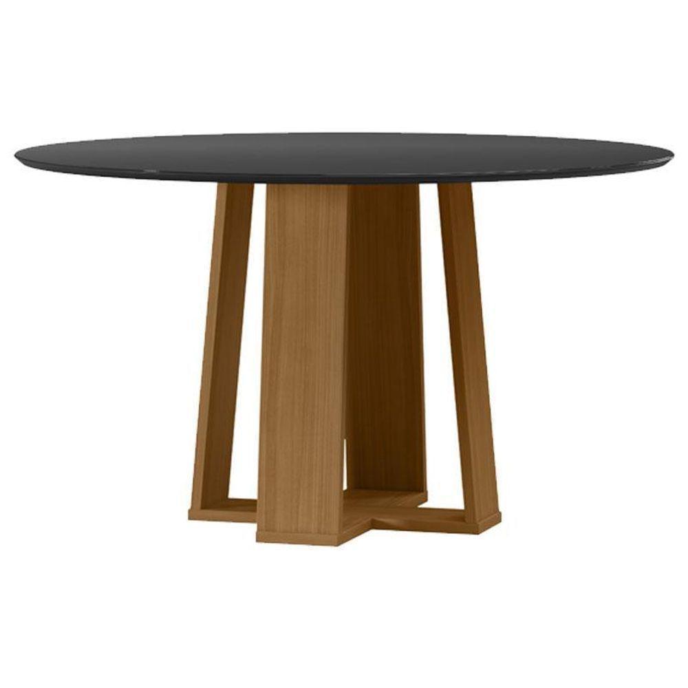 Mesa De Jantar Isabela 135x135 Cm Com Vidro Ype Preto – New Ceval - 1