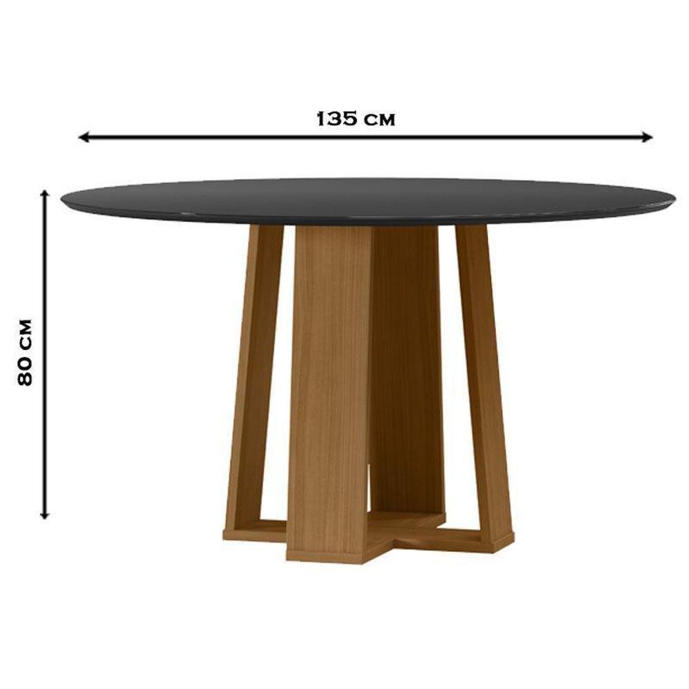 Mesa De Jantar Isabela 135x135 Cm Com Vidro Ype Preto – New Ceval - 2