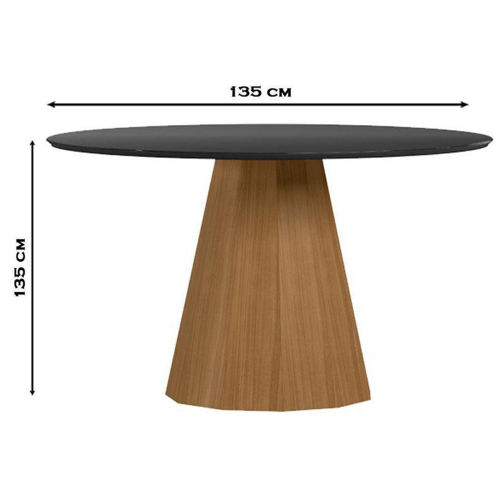 Mesa De Jantar 135x135 Cm Isis Com Vidro Ype Preto – New Ceval - 2