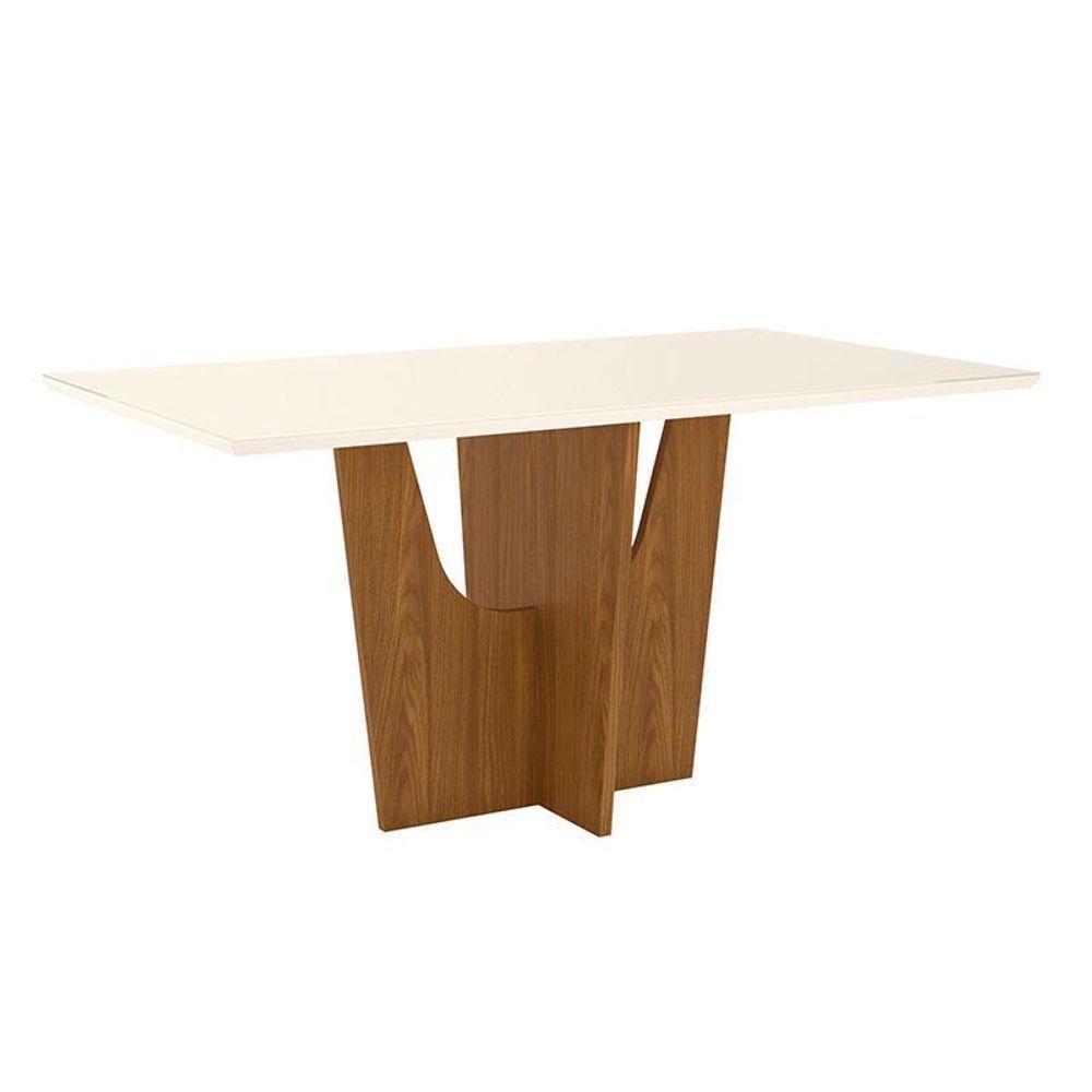 Mesa De Jantar Vértice 160 Cm Tampo Reto Com Vidro Nature Off White – Henn - 1