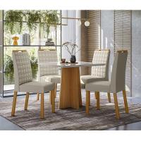 Mesa De Jantar Anitta 90x90 Cm Com Vidro Ype Off White E 4 Cadeiras Mariana Ype Veludo Nude – New Ceval - 2