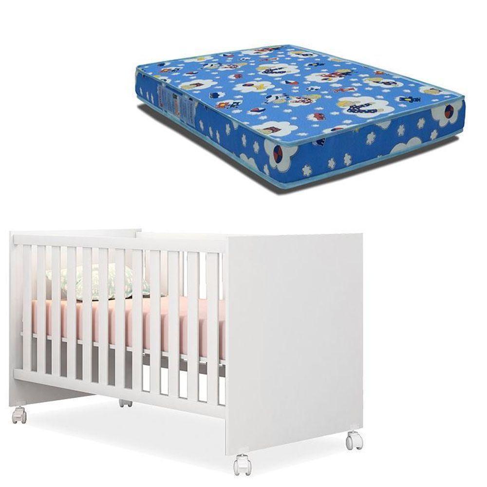 Berço Americano Mini Cama 100 Branco Brilho E Colchão Phisical 70/130 Ortobom Qmovi - 1