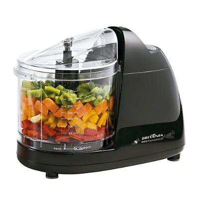 Mini Processador de Alimentos Britânia Mini 2P Preto 360ml com Função Pulsar 110V