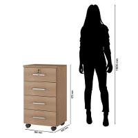 Kit 4 Gaveteiros Para Escritório Gávea Com Chave E 4 Livreiros Office Freijó Fosco – Móveis Leão