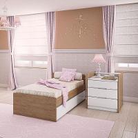 Quarto De Bebê Ariel 4 Portas Com Berço Americano Multifuncional Cléo Branco Acetinado Amadeirado – Carolina - 3