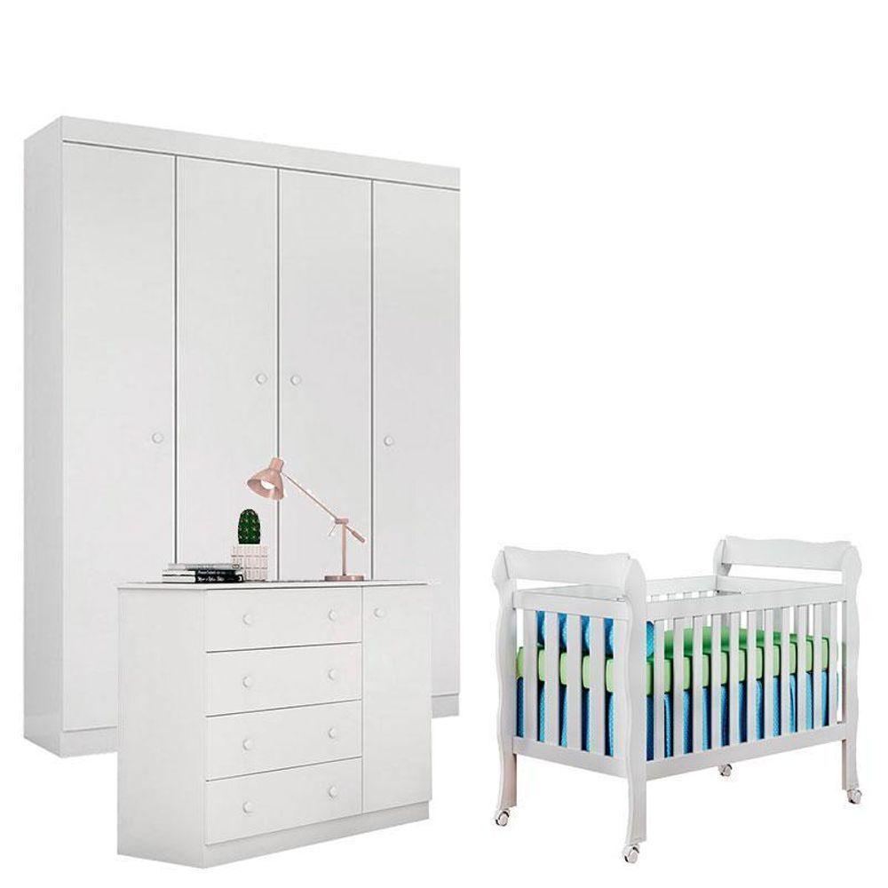 Quarto De Bebê Helena Com Berço Lila Branco Brilho – Phoenix - 1