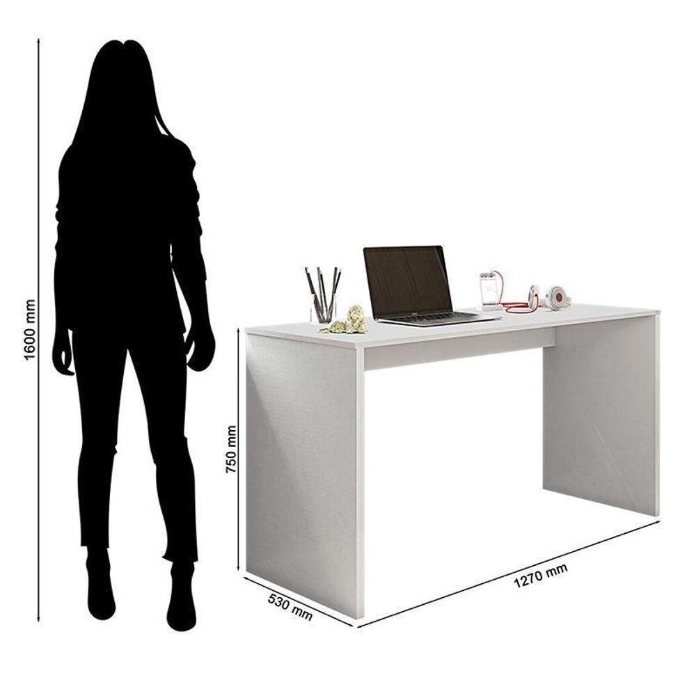 Mesa Para Computador Gávea E Livreiro Office Com Portas Pequenas Branco Trama - Móveis Leão - 3