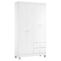 Quarto De Bebê 4 Portas Ternura Baby Com Berço Lara Branco Brilho Com Colchão - Incorplac - 2