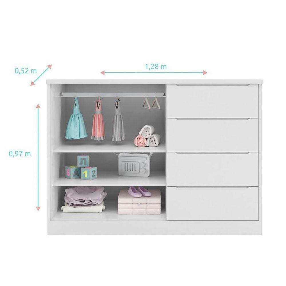 Quarto De Bebê Blenda Com Berço Multifuncional Cleo Branco Acetinado E Colchão – Phoenix - 5