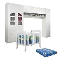 Quarto De Bebê Completo Eloisa Com Berço Lila Branco Brilho Com Colchão Ortobom Physical - Phoenix - 1