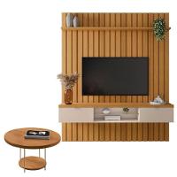 Painel Ripado You Illusion 1.8 Com Mesa De Centro Sky Cinamomo Off White - Hb Móveis - 1