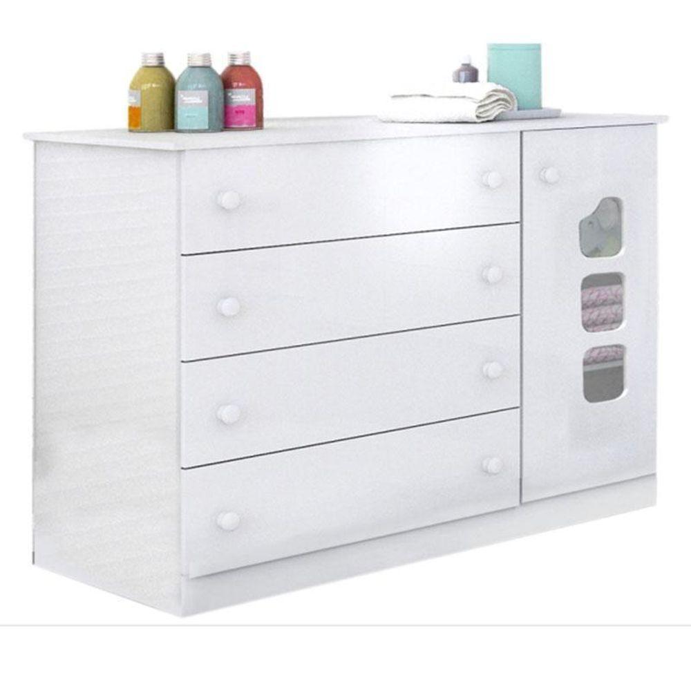 Quarto De Bebê Lívia Com Berço Americano Lara Branco Brilho E Colchão – Phoenix - 4