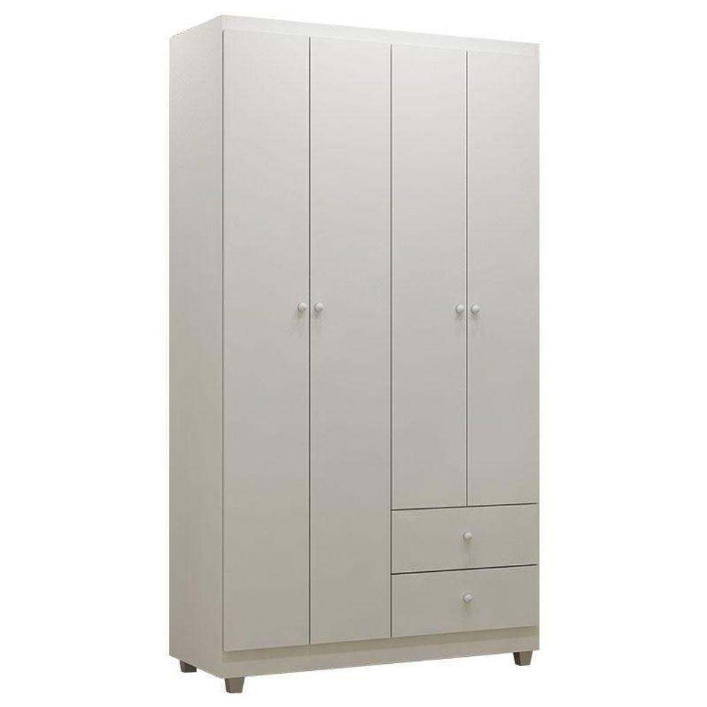 Quarto De Bebê Louise 4 Portas Com Berço Doce Sonho 100 Branco Brilho E Colchão - Ajl - 2