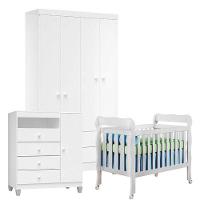 Quarto De Bebê 4 Portas Ternura Baby Com Berço Lila Branco Brilho - Incorplac - 1