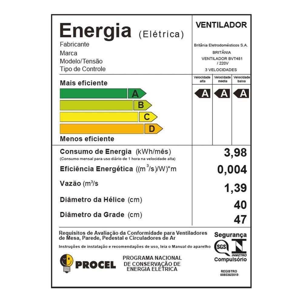 Ventilador Britânia 2 Em 1 Maxx Force Silencioso 174W BVT481 220V - 4