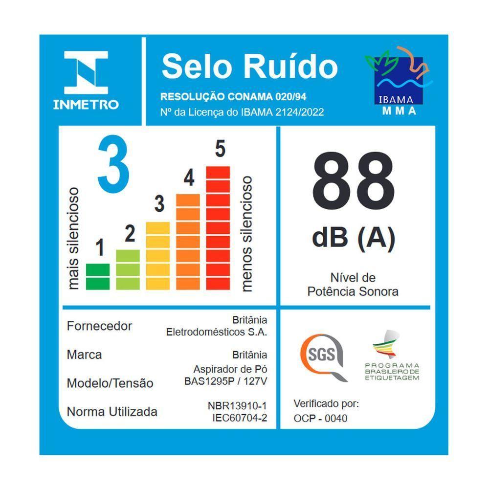 Aspirador De Pó Vertical Britânia 2 Em 1 BAS1295P 1250W 110V - 8