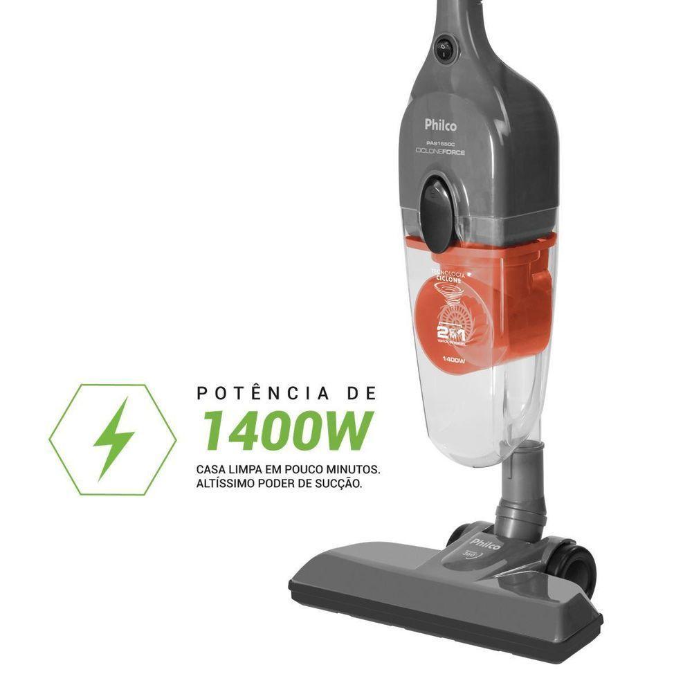 Aspirador De Pó Vertical Philco Ciclone 2 Em 1 1400W PAS1550C 220V - 4
