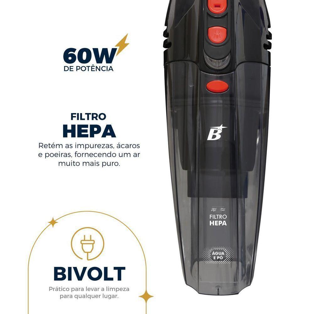 Aspirador De Pó Portátil Britânia Pó água Bivolt 60W BASE01 - 3