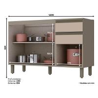 Balcão De Cozinha évelin Com Tampo 120 Cm Duna Cristal – Henn - 2