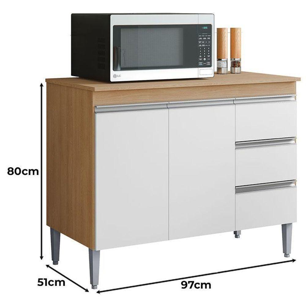 Balcão De Cozinha Andréia Com Tampo 100 Cm Amêndoa Branco - Ajl - 2