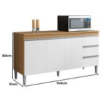 Balcão De Cozinha Ambiente Andréia Com Tampo 150cm Amêndoa Branco - Ajl - 2