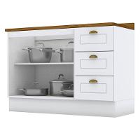 Balcão De Cozinha 120 Cm Americana Branco Com Tampo Nature – Henn - 2