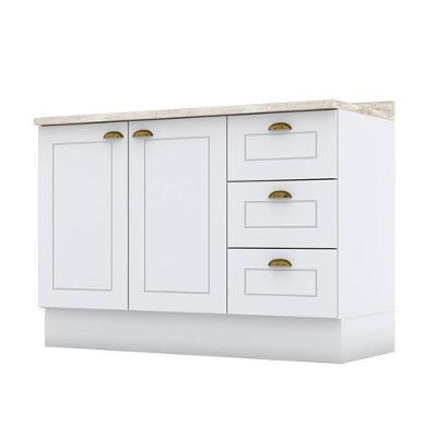 Balcão De Cozinha 120 Cm Americana Branco Com Tampo Calcare – Henn