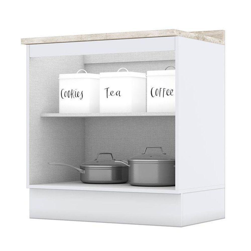 Balcão 2 Portas 80 Cm Nova York Branco Com Tampo Calcare – Henn - 2