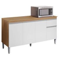 Balcão De Cozinha Tatiane Com Tampo 145cm Amêndoa Branco - Ajl - 1