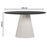 Mesa De Jantar 135x135 Cm Isis Com Vidro Off White Preto – New Ceval - 2