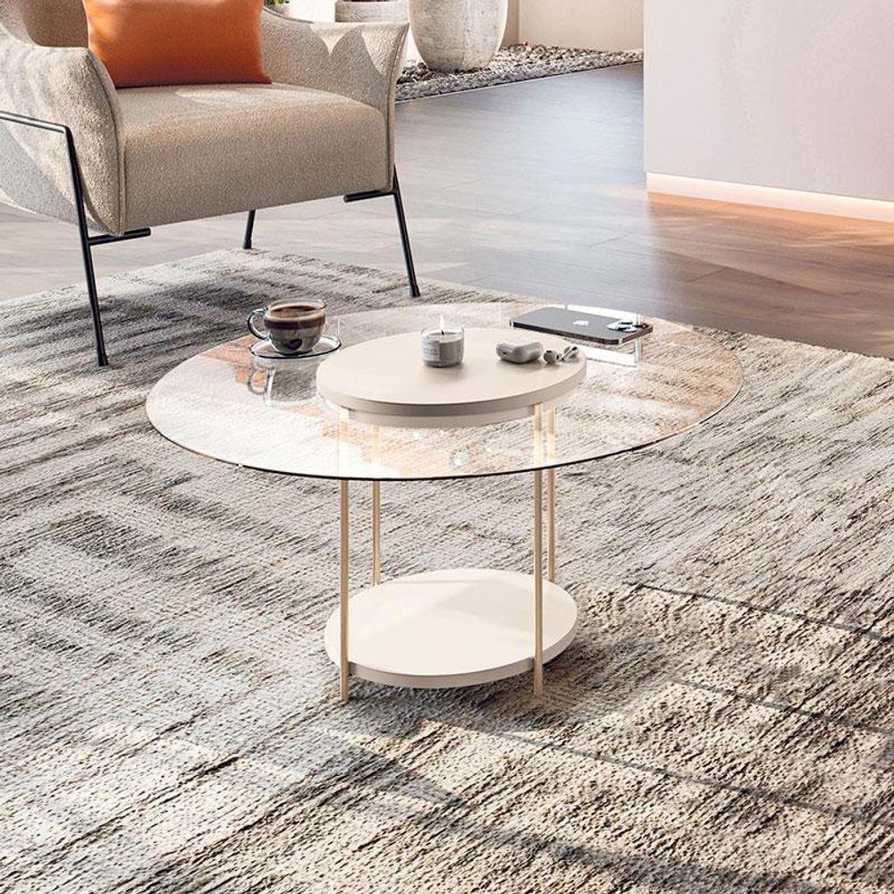 Mesa De Centro Sky Com Tampo De Vidro Off White – Hb Móveis - 4