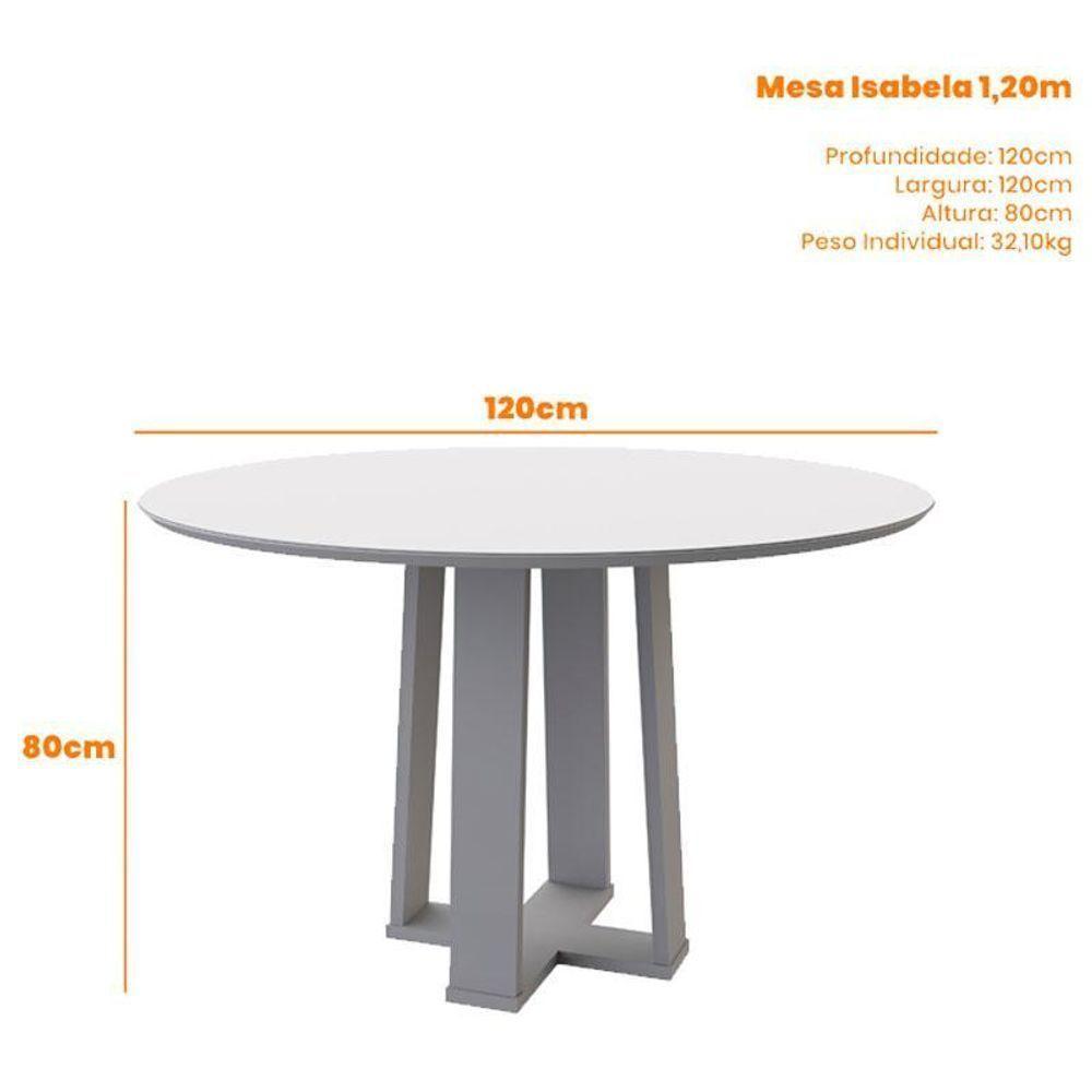 Mesa De Jantar 120 Cm Isabela Com Vidro Off White – New Ceval - 2