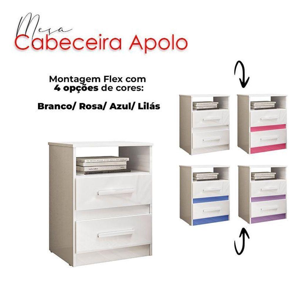 Mesa De Cabeceira Infantil Ambiente Apolo Branco Flex - Moval - 7