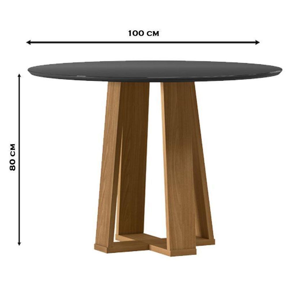 Mesa De Jantar 100x100 Cm Isabela Com Vidro Ype Preto – New Ceval - 2