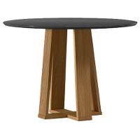 Mesa De Jantar 100x100 Cm Isabela Com Vidro Ype Preto – New Ceval - 1