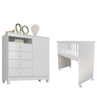 Mini Berço Moisés Alegria Com Colchão E Cômoda Infantil Ternura Baby Branco Flex - Incorplac - 1