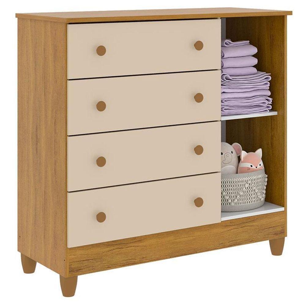 Quarto De Bebê Ariel 4 Portas Com Berço Americano Mirelle Off White Bétula Com Colchão Ortobom– Carolina Baby - 6