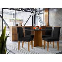 Mesa De Jantar Ambiente Anitta 120x80 Cm Com Vidro Ype Preto E 4 Cadeiras Ana Veludo Preto – New Ceval - 1