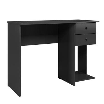 Mesa Escrivaninha Retangular 4115 Moderno 2 Gavetas MDF 100cm Preto Fosco