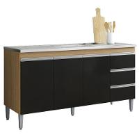 Balcão De Pia Andréia 150 Cm Amendoa Preto – Ajl - 1