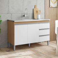 Balcão De Pia Andréia 120cm Amêndoa Branco - Ajl - 5