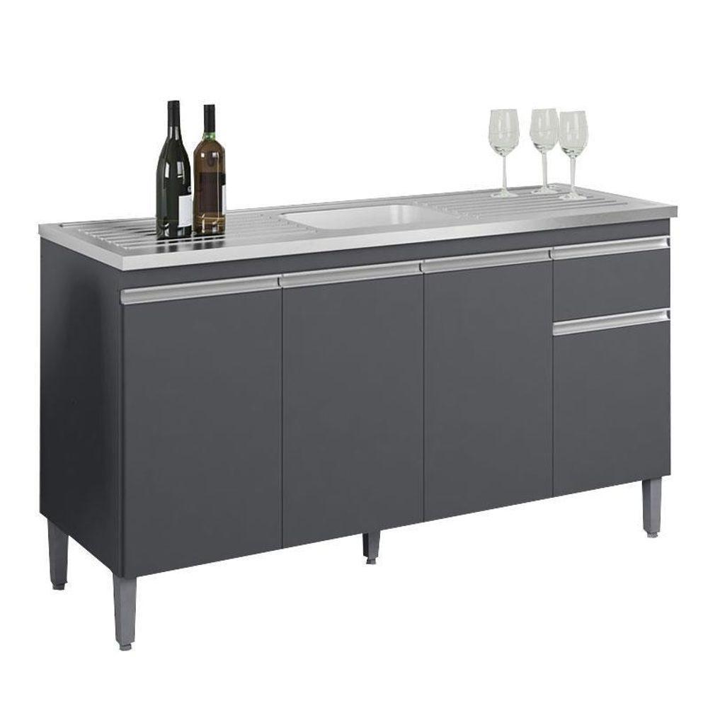 Balcão De Pia Tatiane 145 Cm Cinza Fosco - Ajl - 1