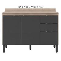 Balcão De Cozinha Firenze Com Tampo 120 Cm Avena Grafito - Demóbile - 2